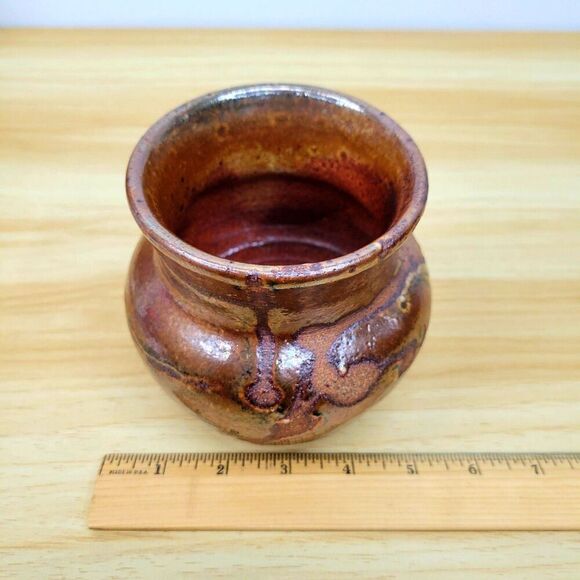 Tom Gray Pottery “TGP” Studio Vase • Seagrove NC • Rustic Earth Tone-Glazed - Picture 10 of 12